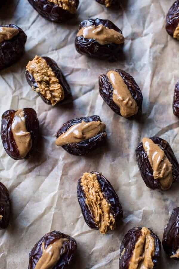 4-Ingredient Dark Chocolate Covered Peanut Butter Stuffed Dates | halfbakedharvest.com @hbharvest