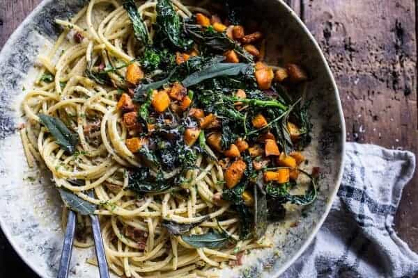 Winter Squash Carbonara with Broccoli Rabe and Sage | halfbakedharvest @hbharvest