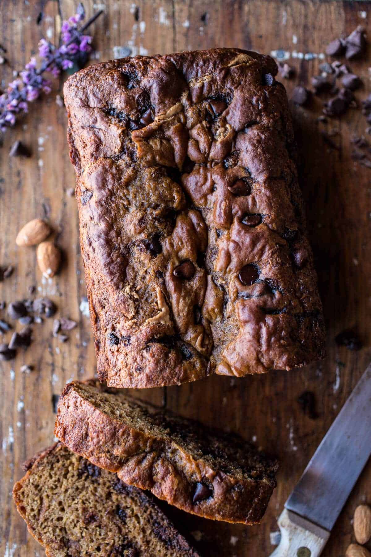 Chocolate Chip Almond Butter Banana Bread | halfbakedharvest.com @hbharvest