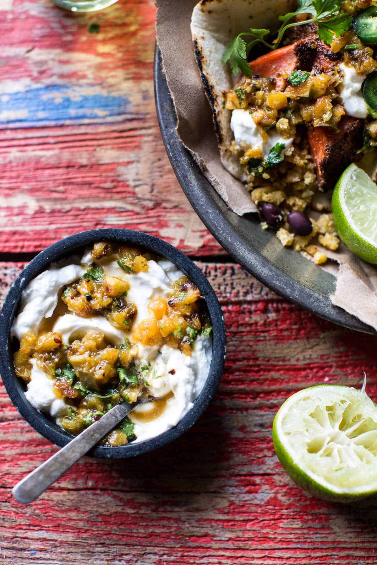 Jamaican Jerk Fish Tacos with Plantain Fried Rice and Pineapple Salsa | halfbakedharvest.com @hbharvest