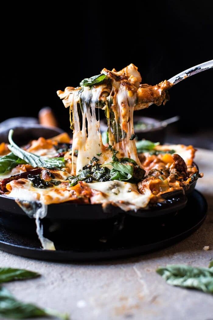 Simple Vegetarian Skillet Lasagna | halfbakedharvest.com @hbharvest