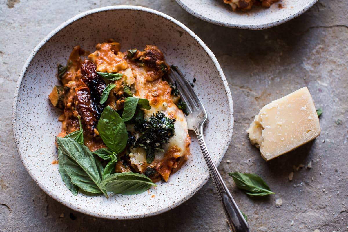 Simple Vegetarian Skillet Lasagna | halfbakedharvest.com @hbharvest