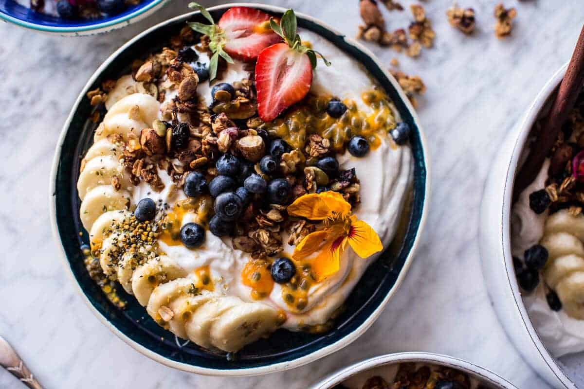 Blueberry Muffin Granola Greek Yogurt Breakfast Bowl | halfbakedharvest.com @hbharvest