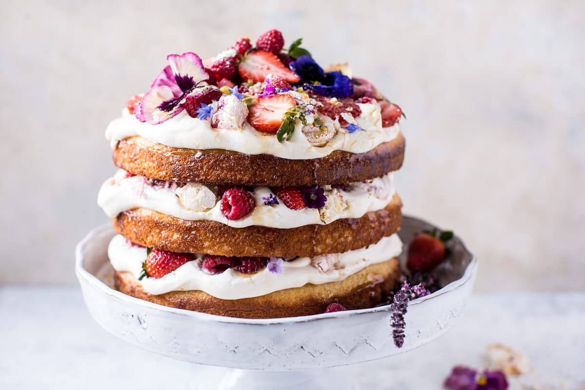 Coconut Eton Mess Cake with Whipped Ricotta Cream | halfbakedharvest.com @hbharvest
