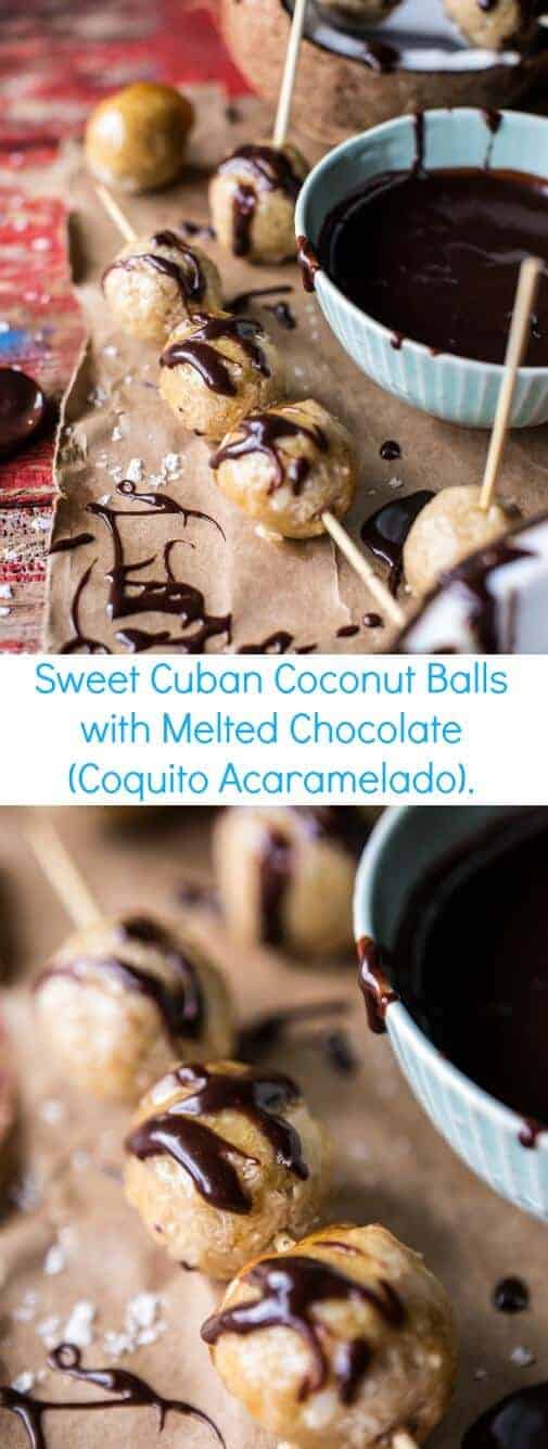Sweet Cuban Coconut Balls with Melted Chocolate (Coquito Acaramelado) | halfbakedharvest.com @hbharvest