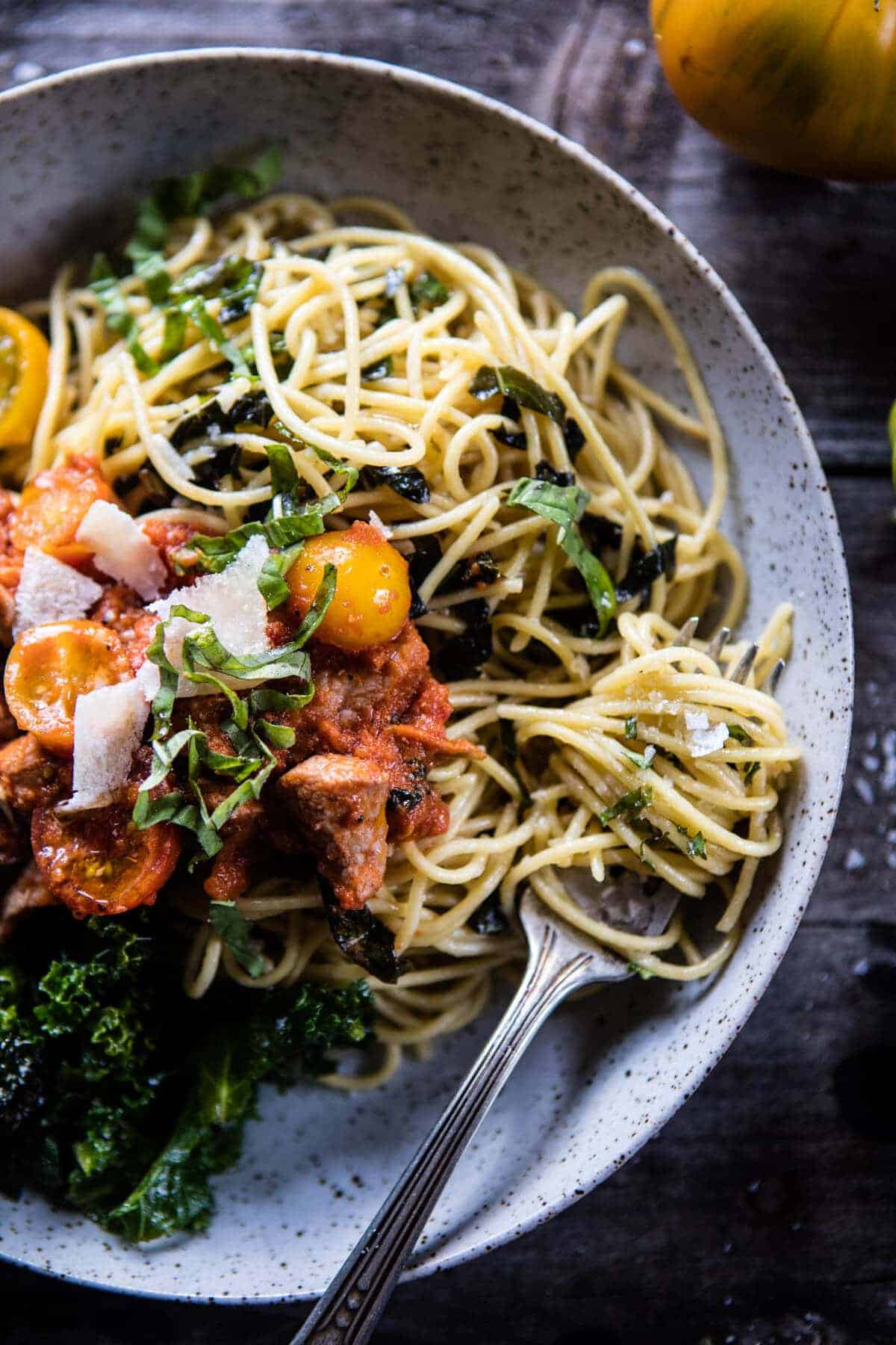30 Minute Garlic Butter Pasta with Herbed Pork Bolognese | halfbakedharvest.com @hbharvest