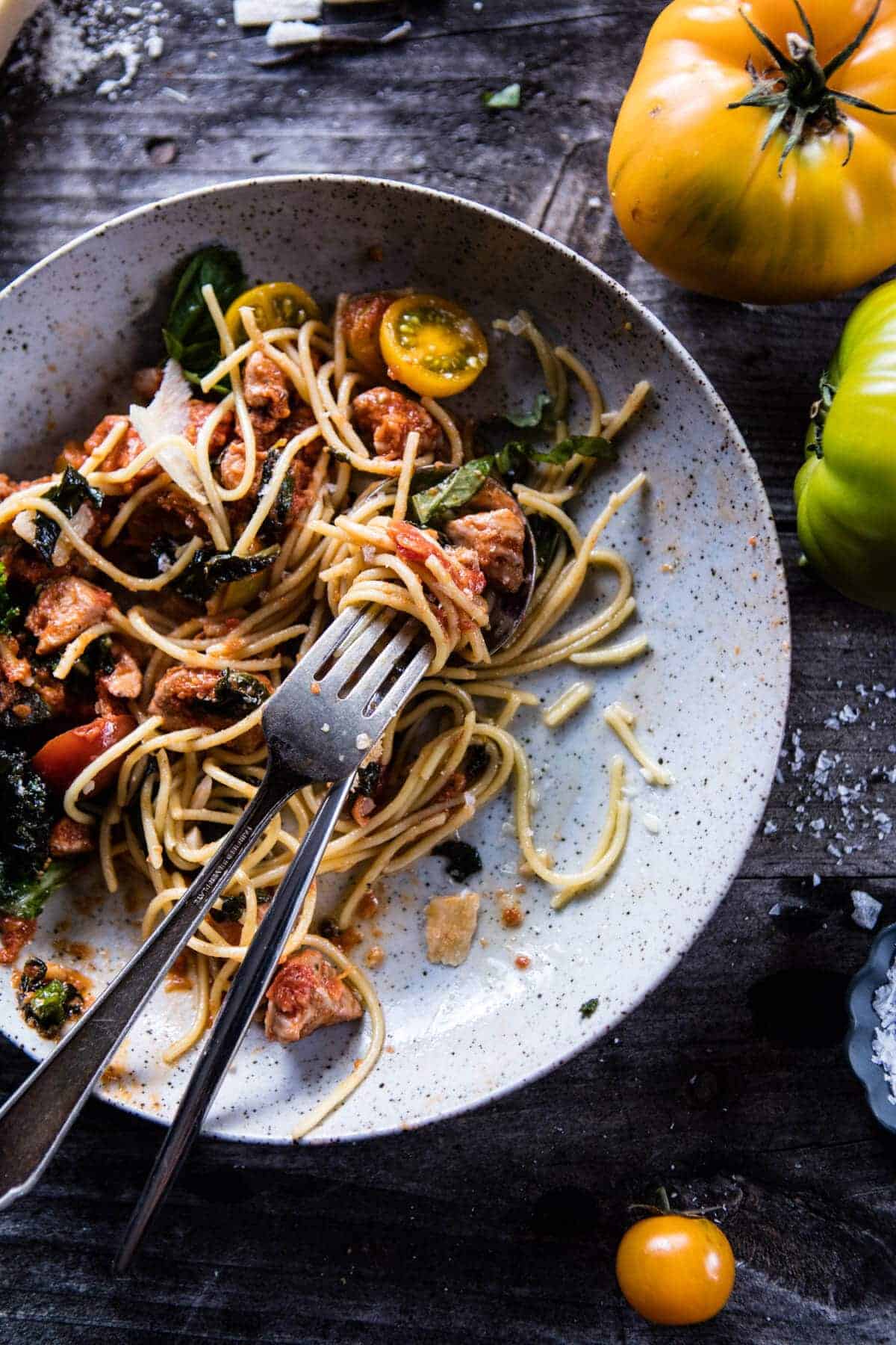 30 Minute Garlic Butter Pasta with Herbed Pork Bolognese | halfbakedharvest.com @hbharvest