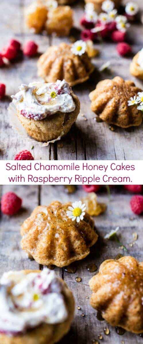 Salted Chamomile Honey Cakes with Raspberry Ripple Cream | halfbakedharvest.com @hbharvest
