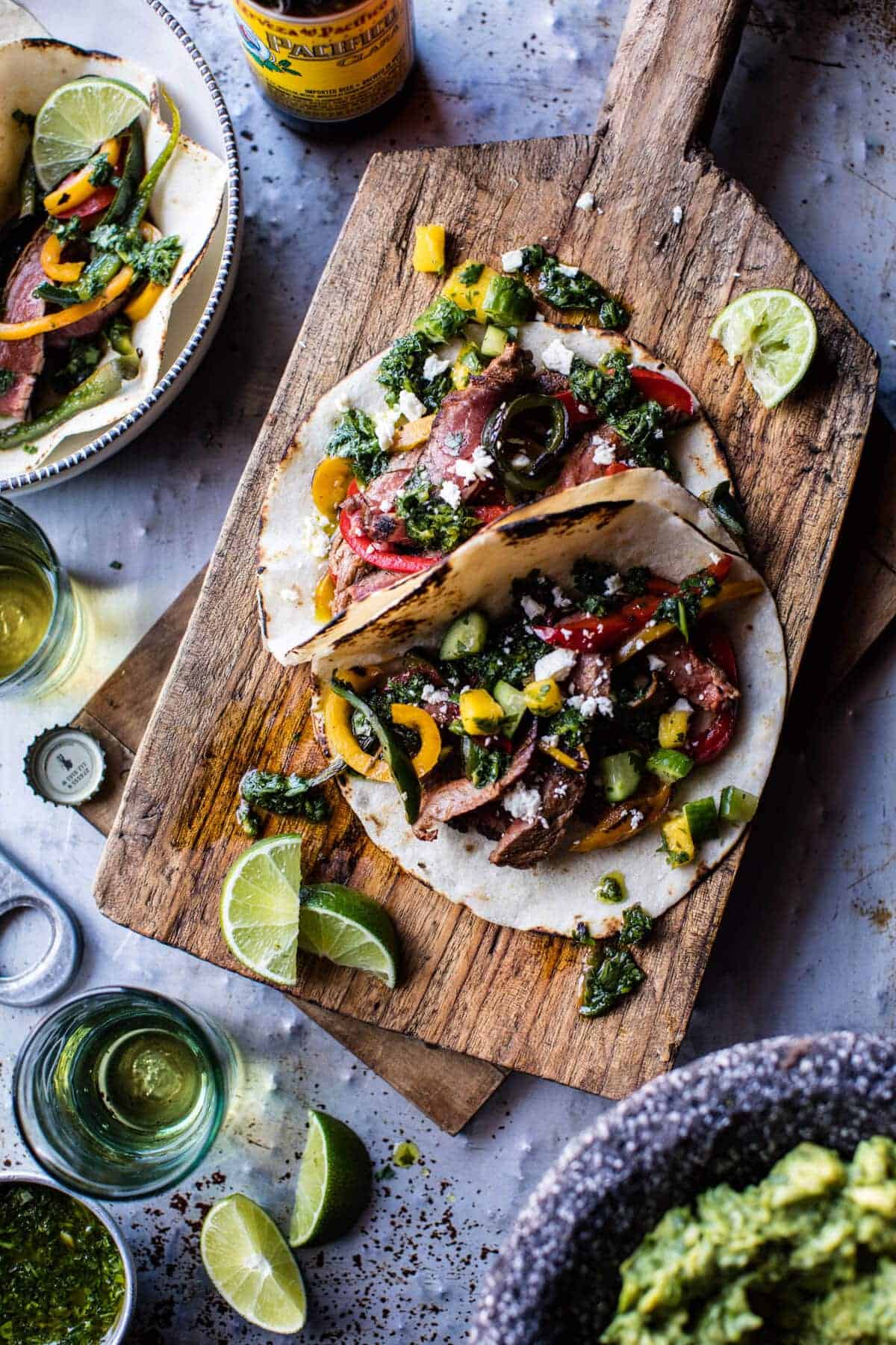 Steak Fajitas with Chimichurri and Cucumber Salsa | halfbakedharvest.com @hbharvest