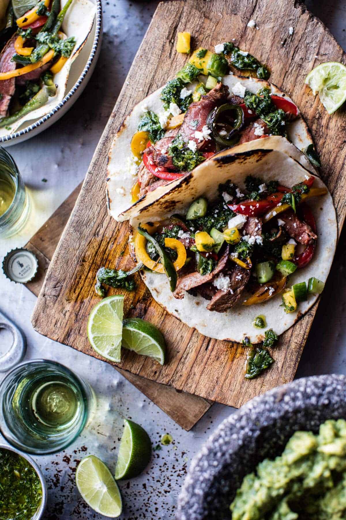 Steak Fajitas with Chimichurri and Cucumber Salsa | halfbakedharvest.com @hbharvest
