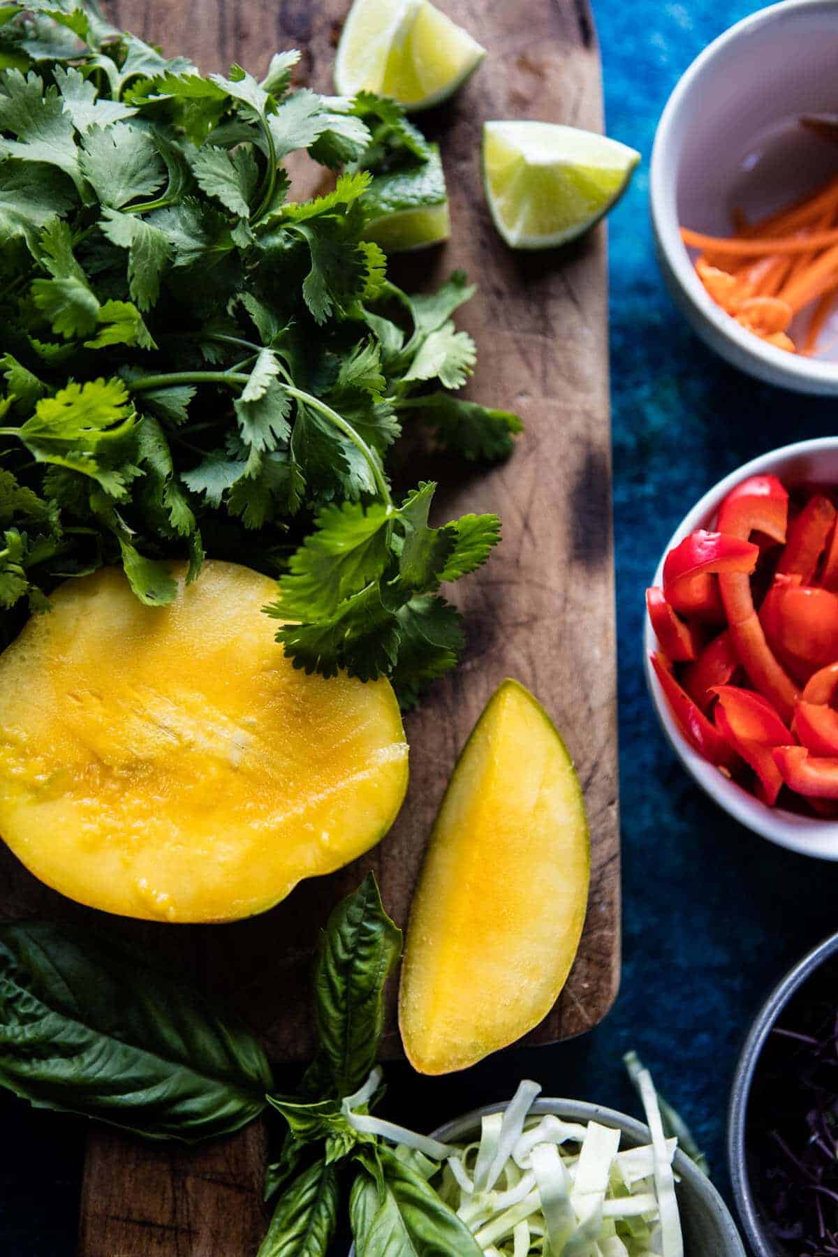 30 Minute Asian Basil Beef and Mango Noodle Salad | halfbakedharvest.com @hbharvest
