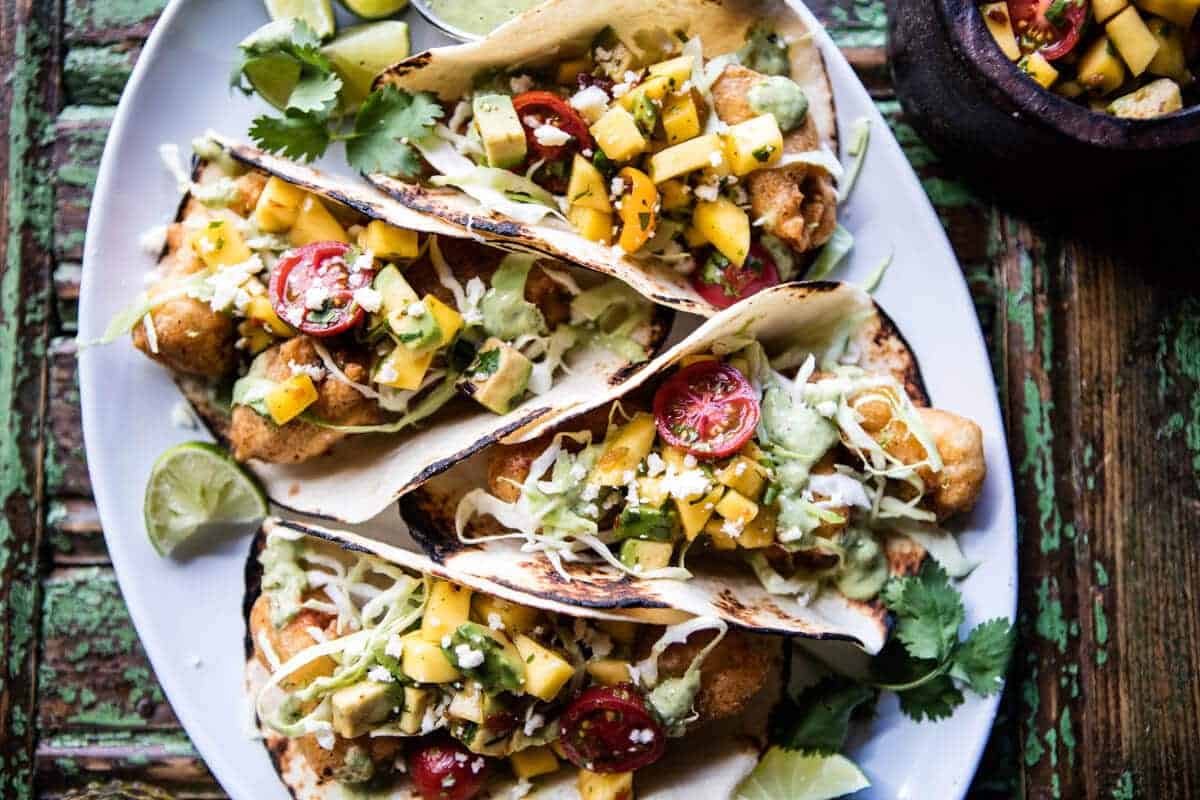 Baja Fish Tacos with Chipotle Mango Salsa | halfbakedharvest.com @hbharvest