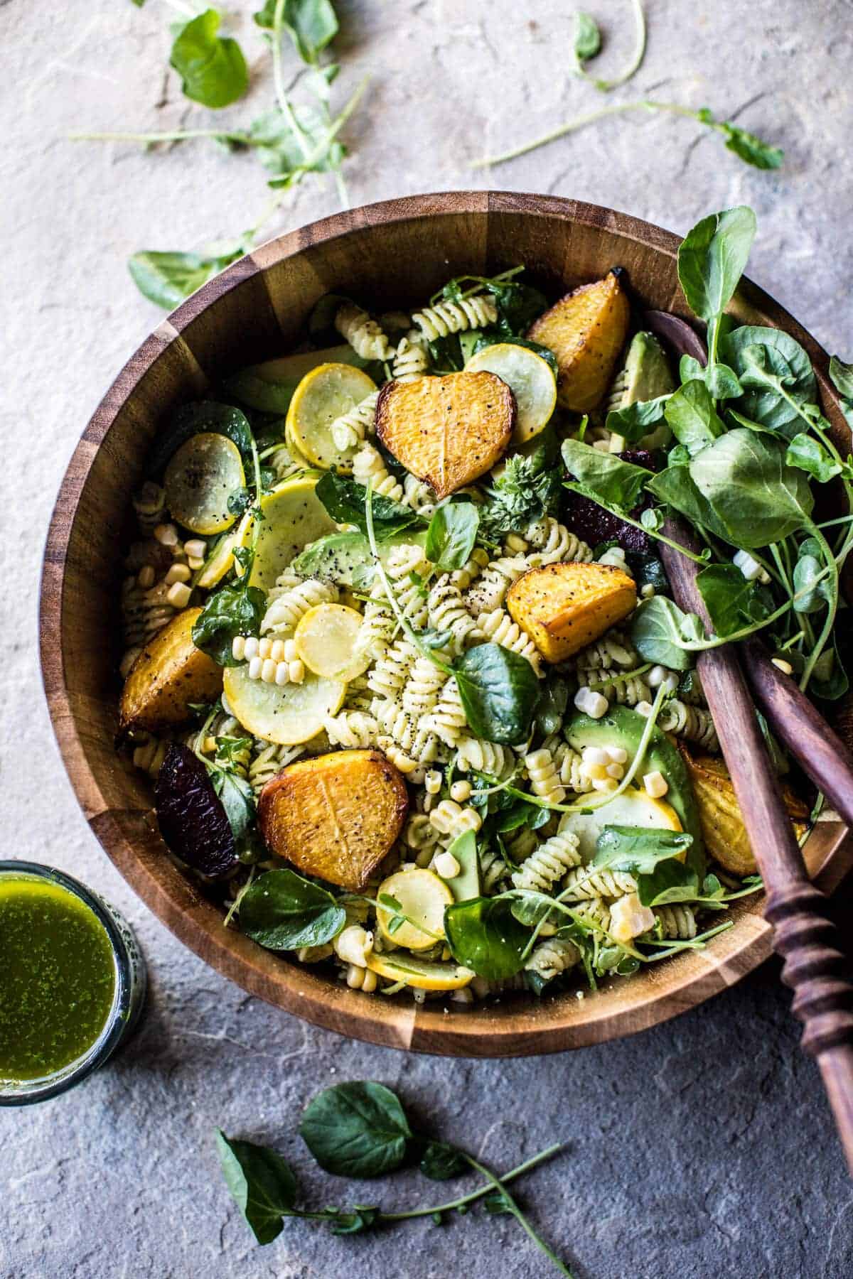 Basil Goat Cheese Pasta Salad | halfbakedharvest.com @hbharvest