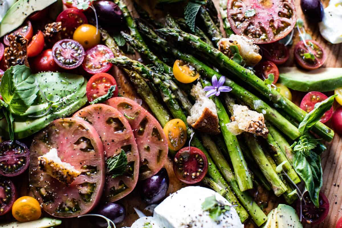 Panzanella Style Caprese Asparagus Salad | halfbakedharvest.com @hbharvest
