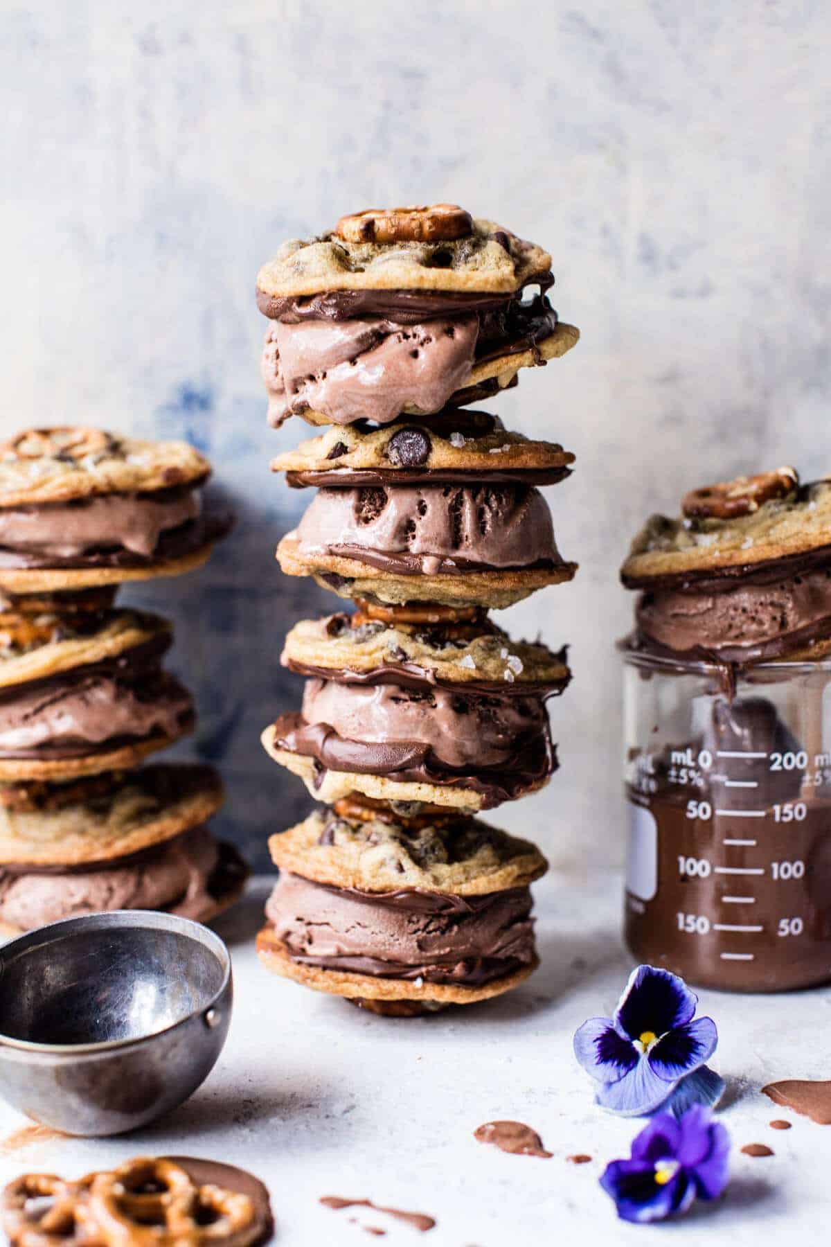 Salted Pretzel Nutella Cookie Ice Cream Sandwiches | halfbakedharvest.com @hbharvest