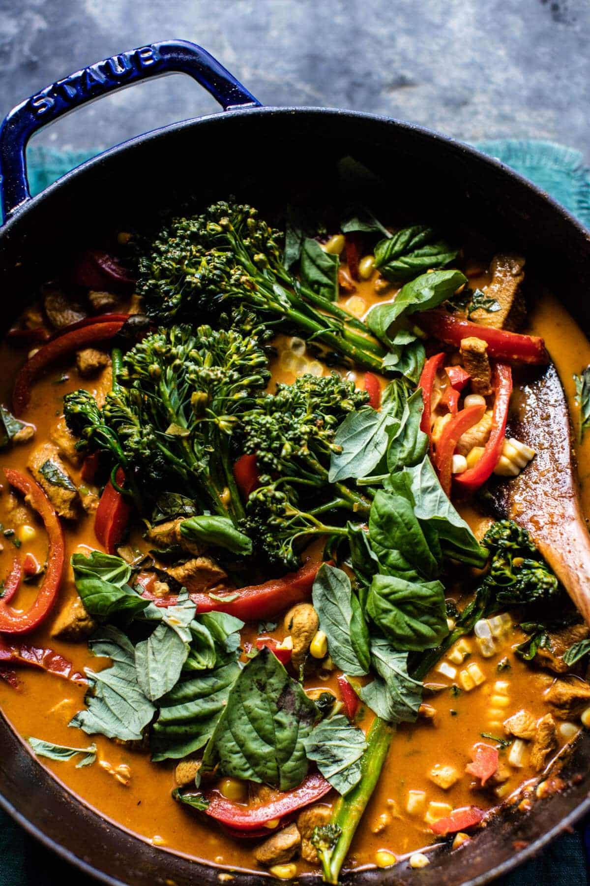 Basil Chicken Curry Zucchini Noodle Bowls | halfbakedharvest.com @hbharvest
