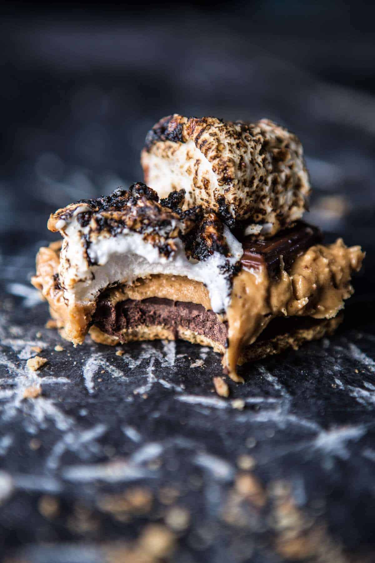 No-Bake Triple Decker Peanut Butter S'mores Bars | halfbakedharvest.com @hbharvest