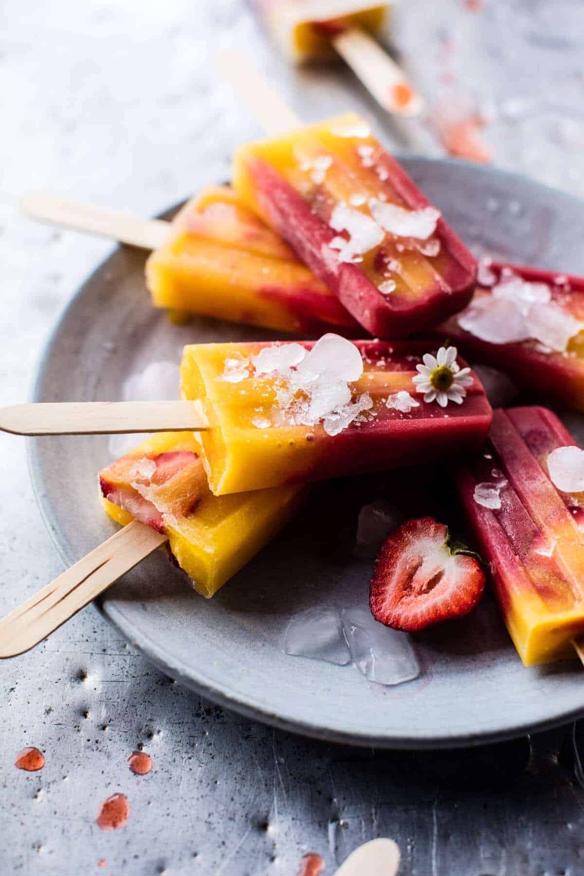Three Ingredient Strawberry Mango Popsicles | halfbakedharvest.com @hbharvest