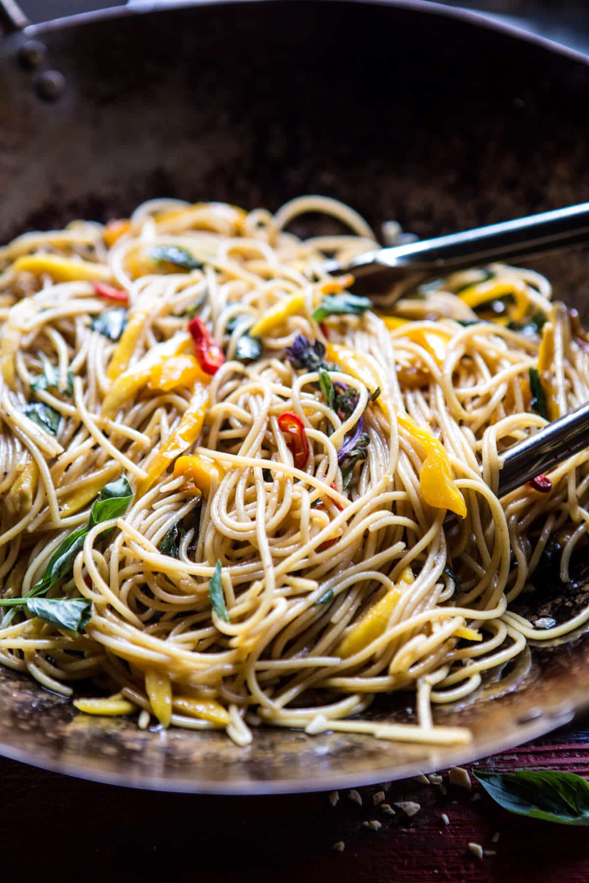 15 Minute Bangkok Peanut Mango Pasta | halfbakedharvest.com @hbharvest