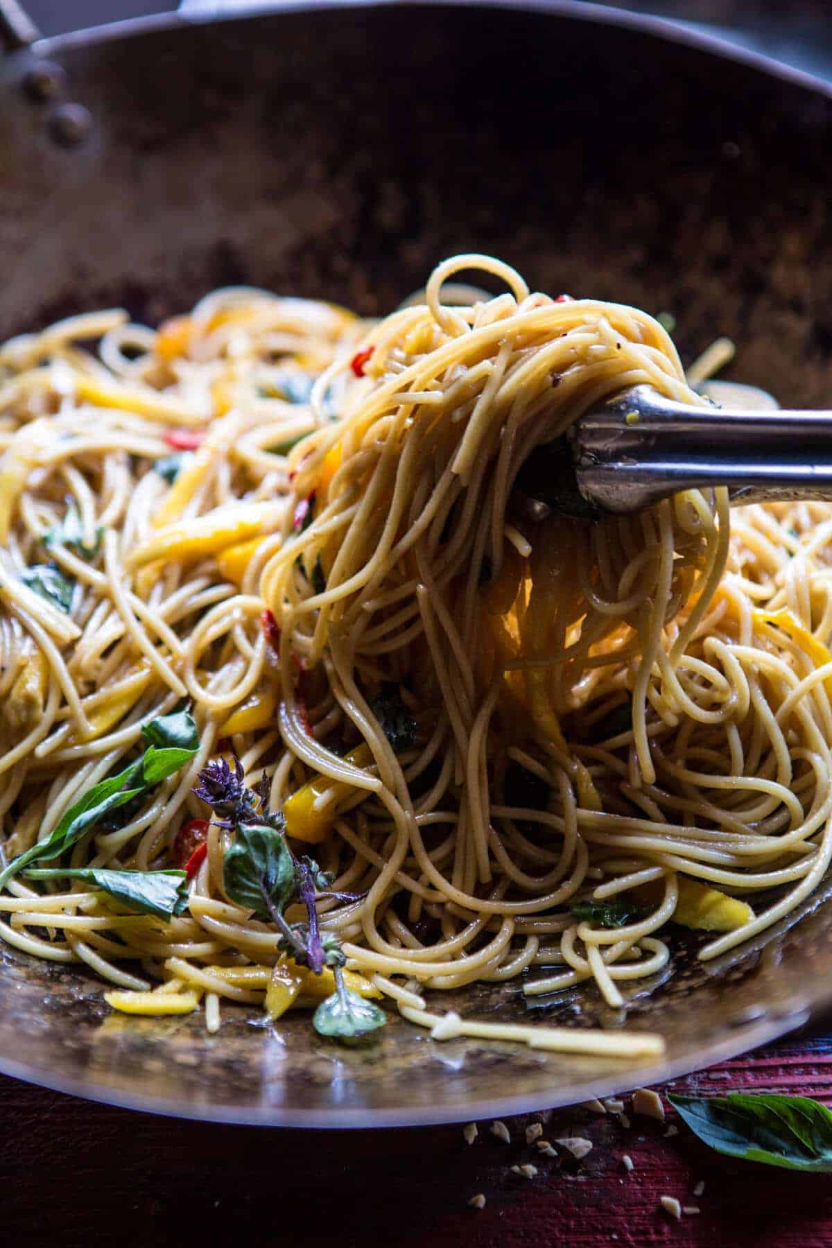15 Minute Bangkok Peanut Mango Pasta | halfbakedharvest.com @hbharvest