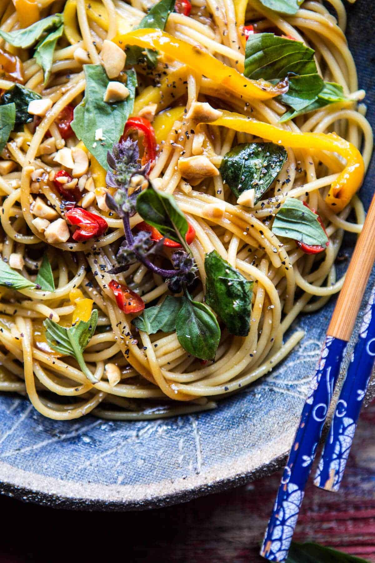 15 Minute Bangkok Peanut Mango Pasta | halfbakedharvest.com @hbharvest