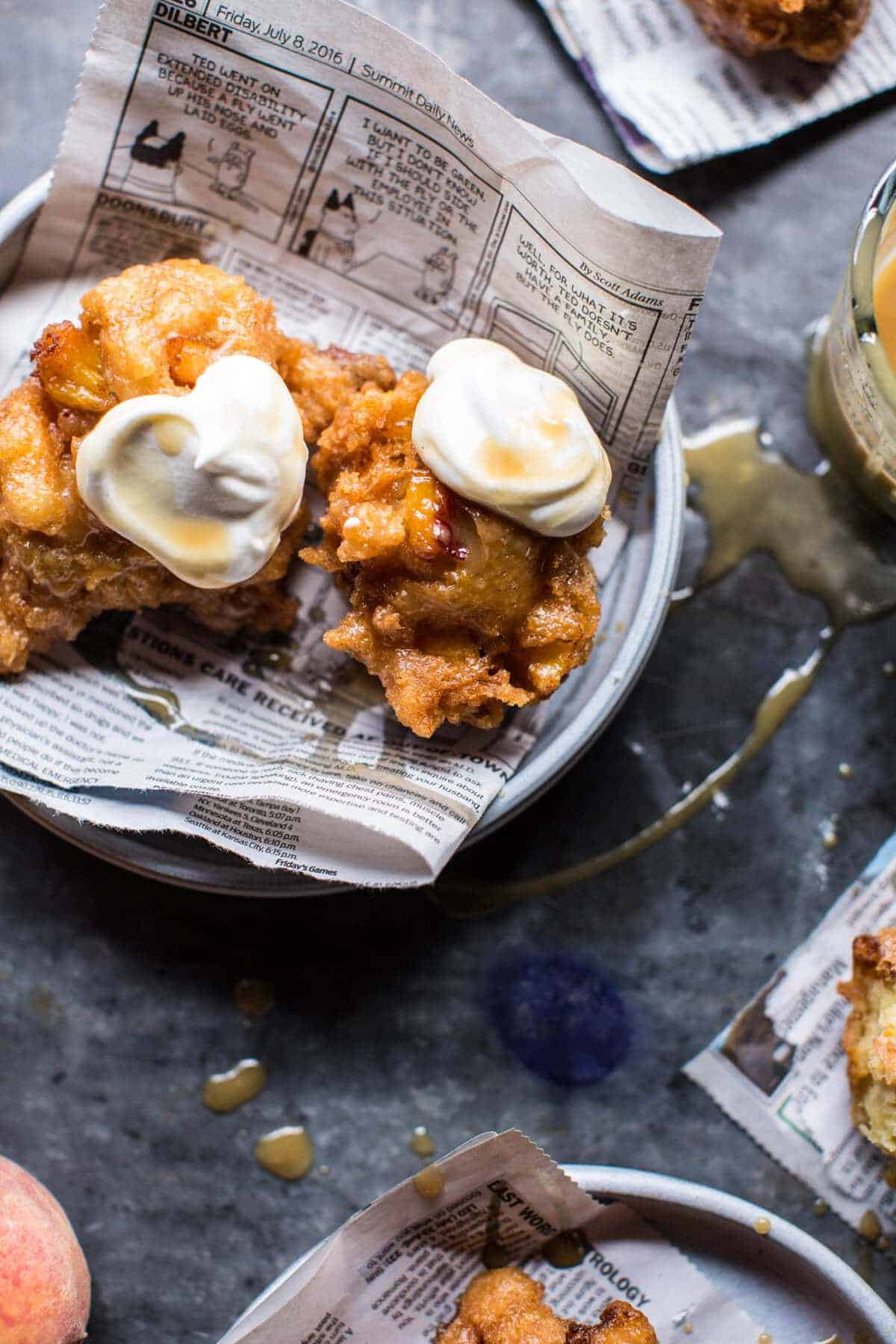 Bourbon Glazed Peach Fritters | halfbakedharvest.com @hbharvest