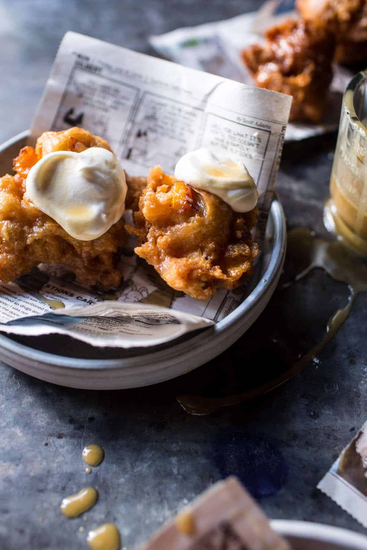 Bourbon Glazed Peach Fritters | halfbakedharvest.com @hbharvest