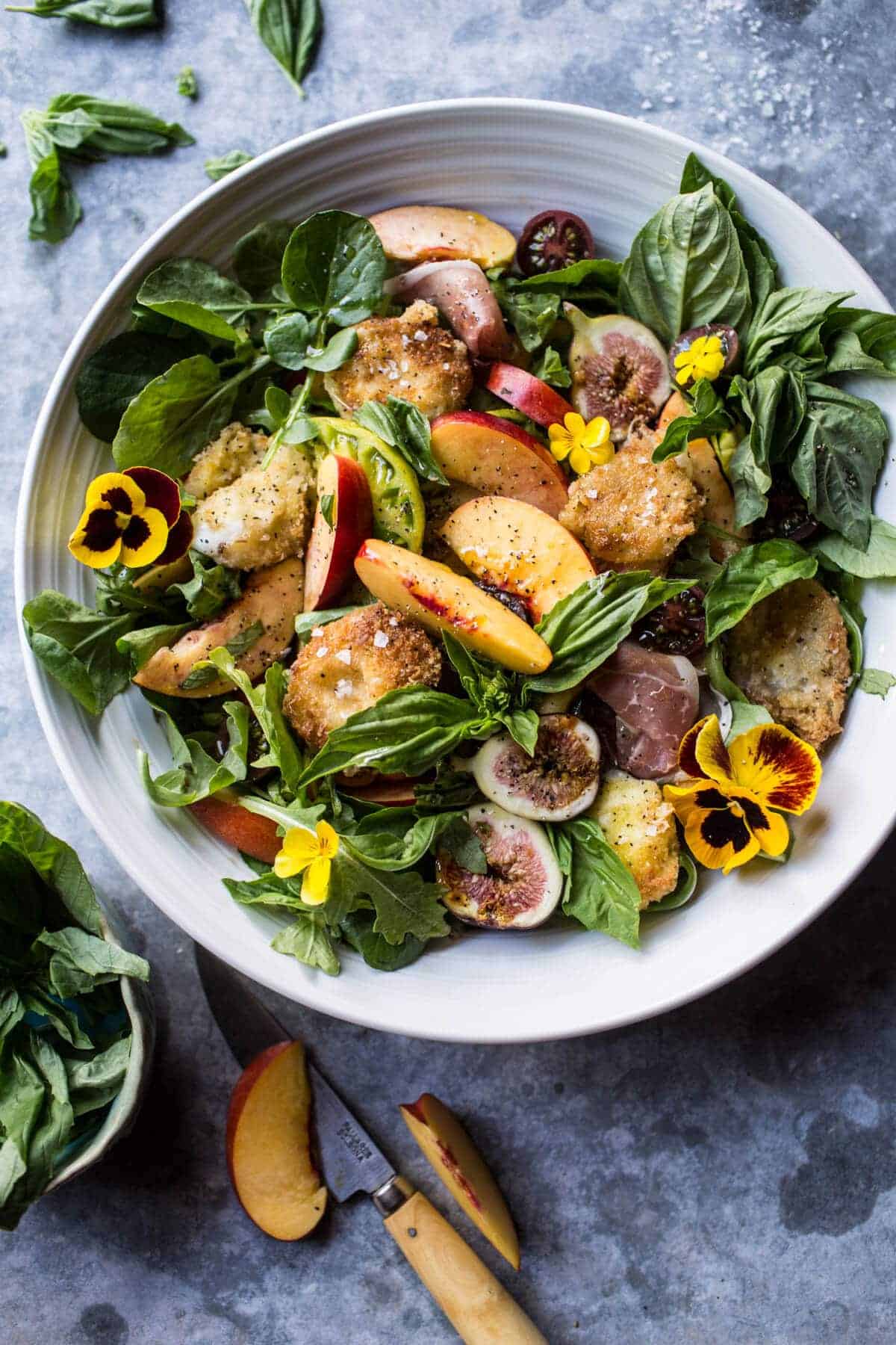 Nectarine and Fried Mozzarella Caprese Salad | halfbakedharvest.com @hbharvest