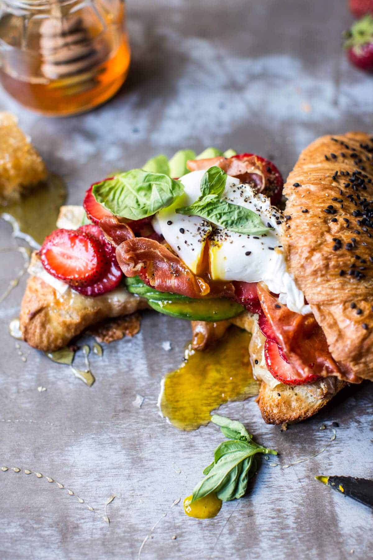 Strawberry, Basil and Crispy Prosciutto Breakfast Sandwich | halfbakedharvest.com @hbharvest