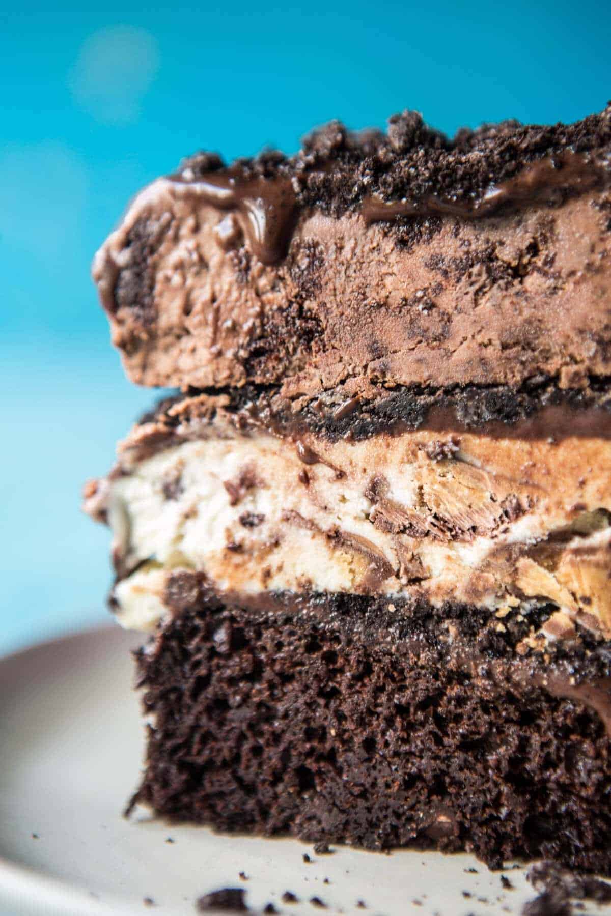 Triple Layer Chocolate Fudge Ice Cream Cake | halfbakedharvest.com @hbharvest