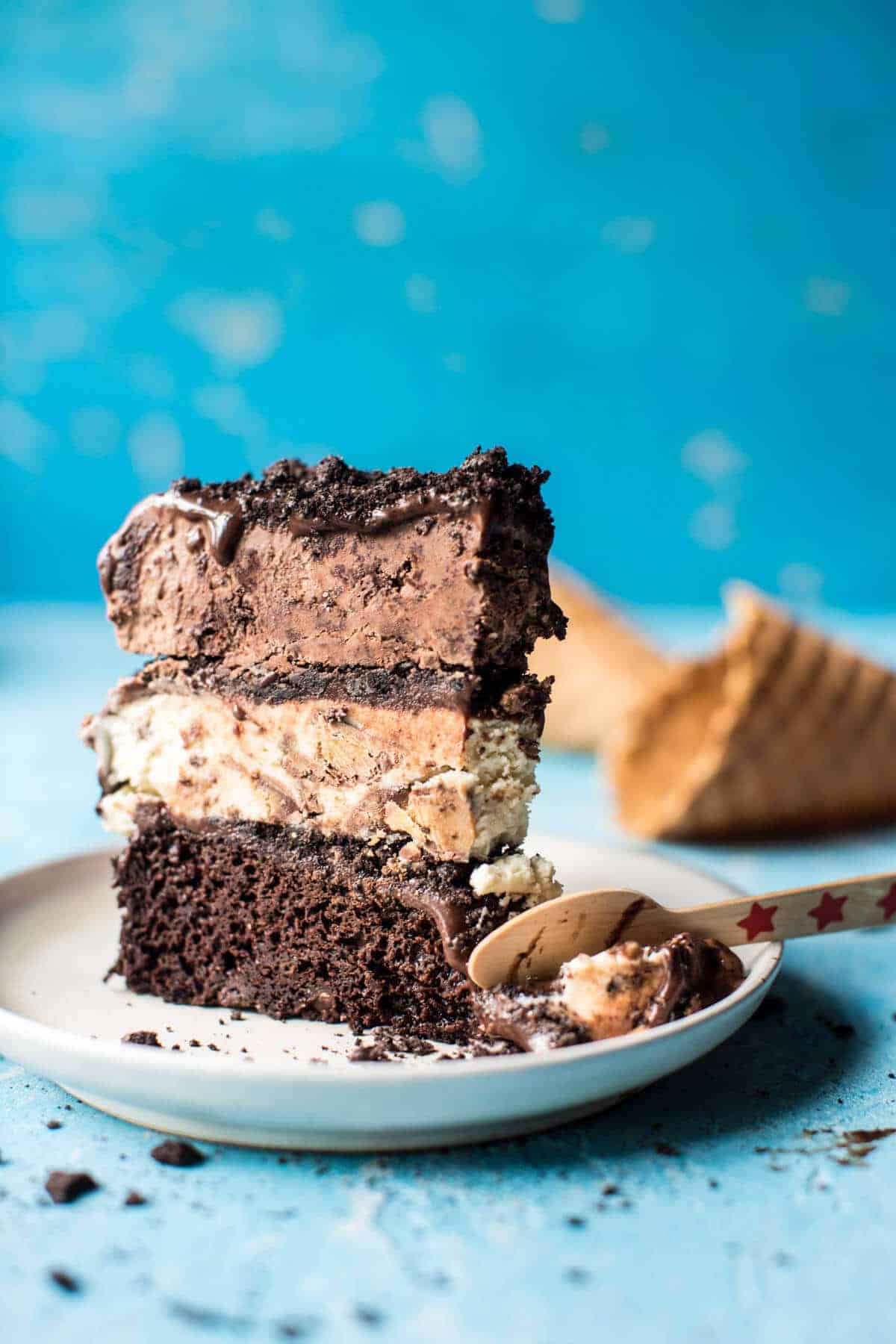 Triple Layer Chocolate Fudge Ice Cream Cake | halfbakedharvest.com @hbharvest