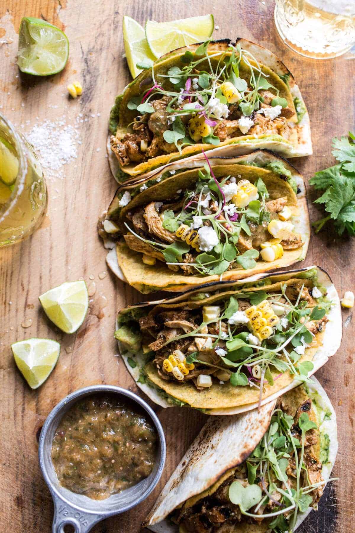 Two Layer Guacamole and Chipotle Chicken Tacos | halfbakedharvest.com @hbharvest