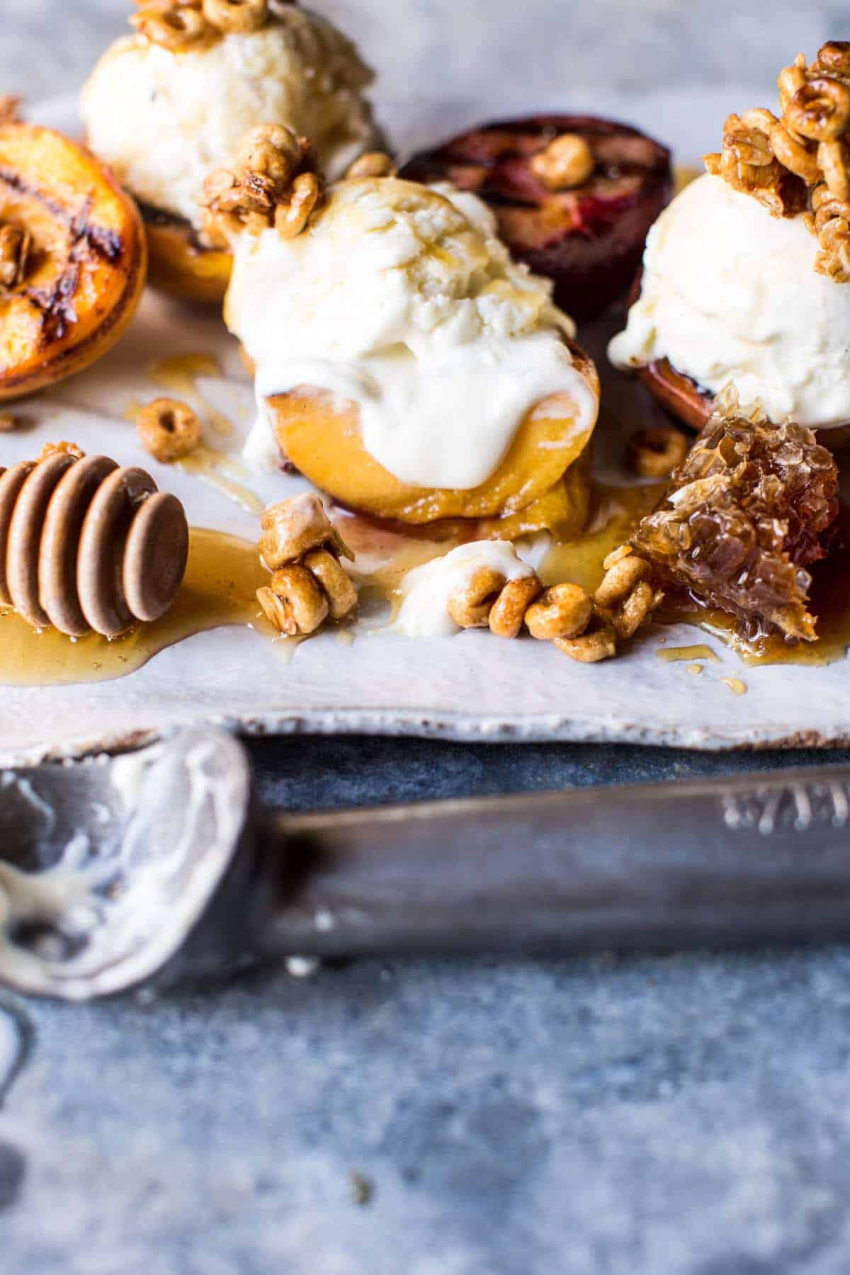 Cinnamon Grilled Peaches with Mascarpone Ice Cream | halfbakedharvest.com @hbharvest