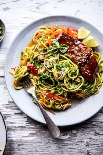 Hoisin Salmon with Zucchini Slaw | halfbakedharvest.com @hbharvest