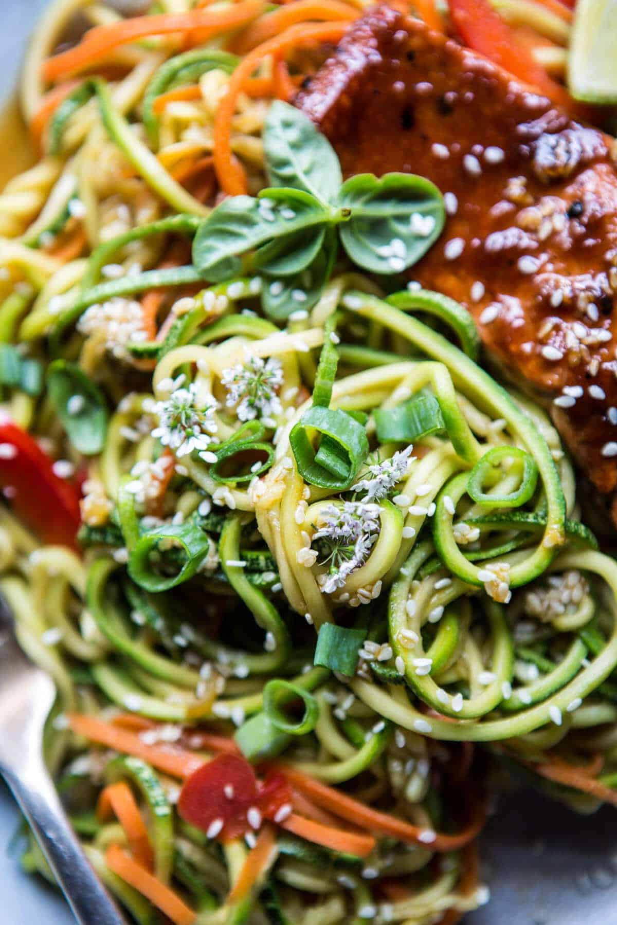 Hoisin Salmon with Zucchini Slaw | halfbakedharvest.com @hbharvest