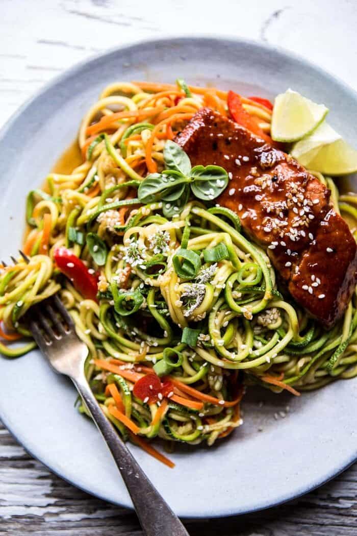 Hoisin Salmon with Zucchini Slaw | halfbakedharvest.com @hbharvest