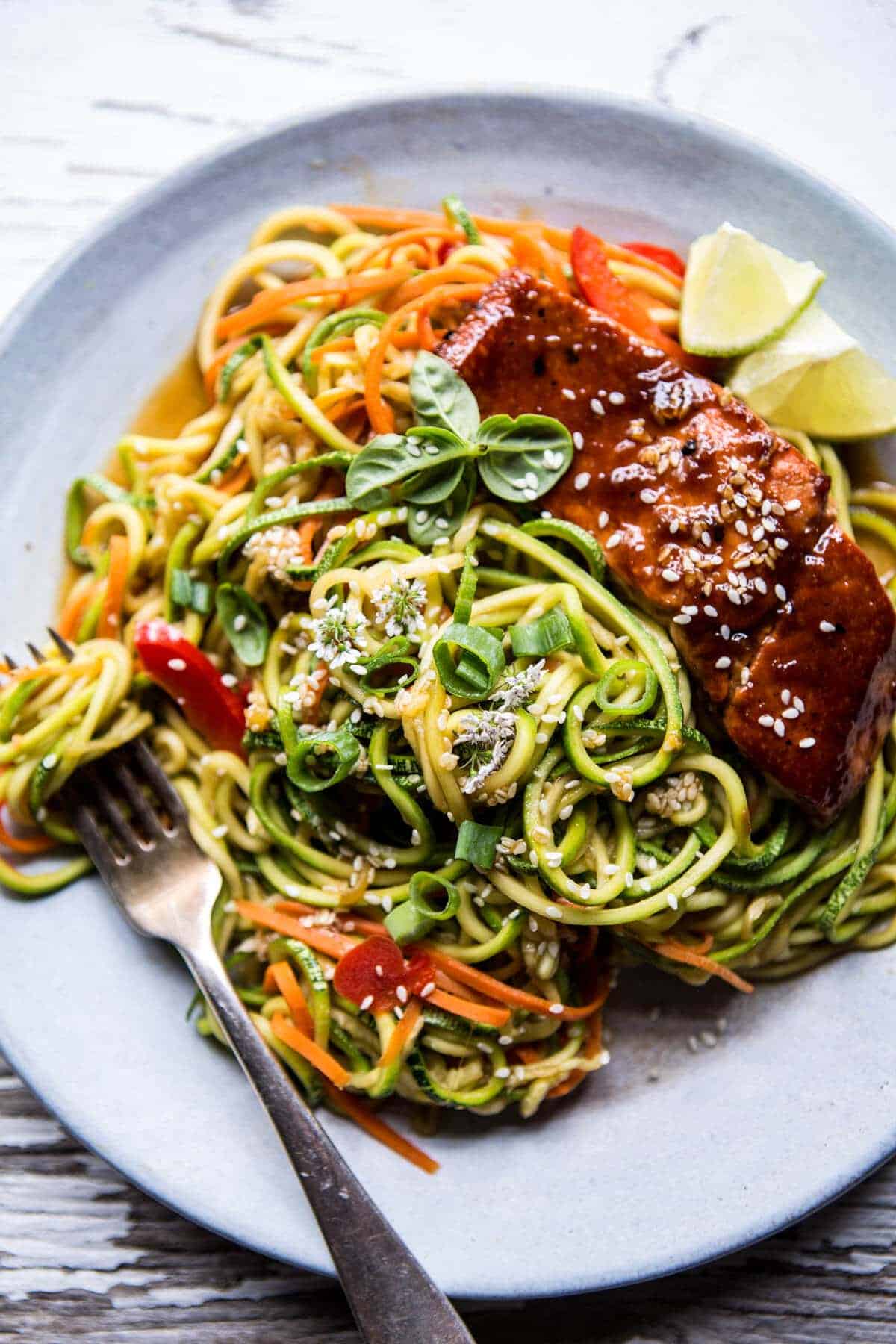 Hoisin Salmon with Zucchini Slaw | halfbakedharvest.com @hbharvest