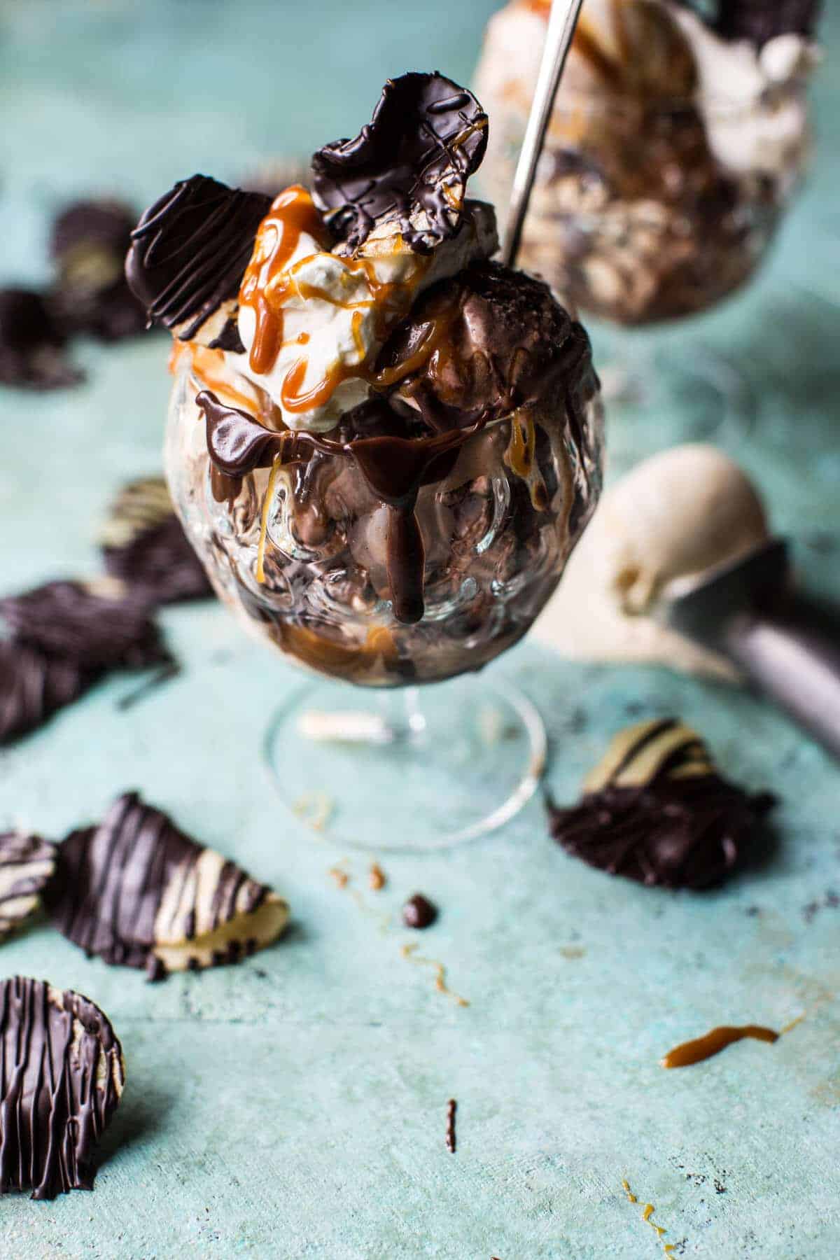 Salted Caramel Chocolate Covered Potato Chip Sundaes | halfbakedharvest.com @hbharvest