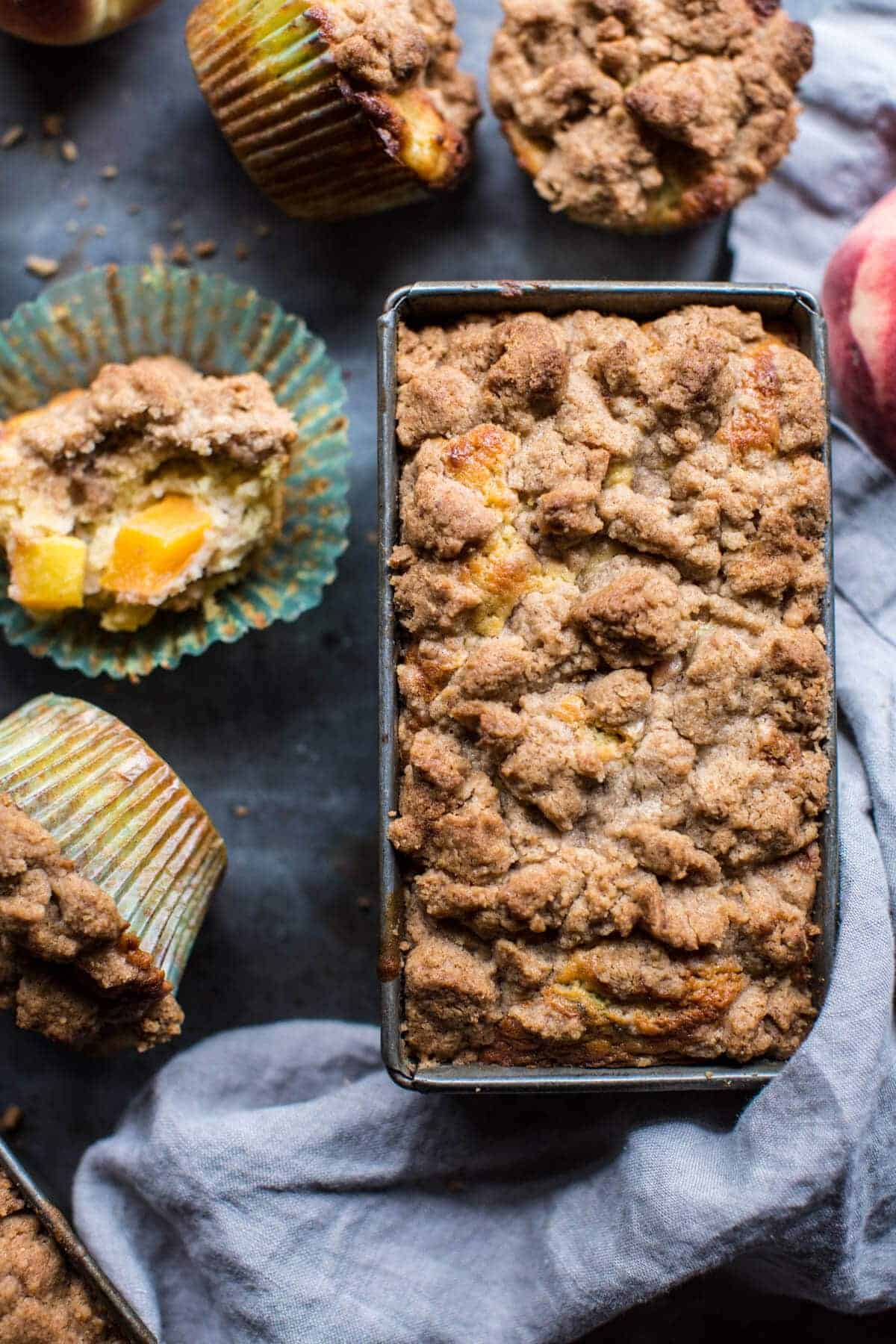Zucchini Peach Streusel Muffins | halfbakedharvest.com @hbharvest