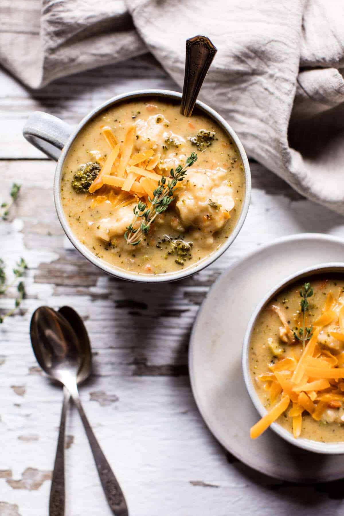 Broccoli Cheddar Chicken and Dumpling Soup | halfbakedharvest.com @hbharvest