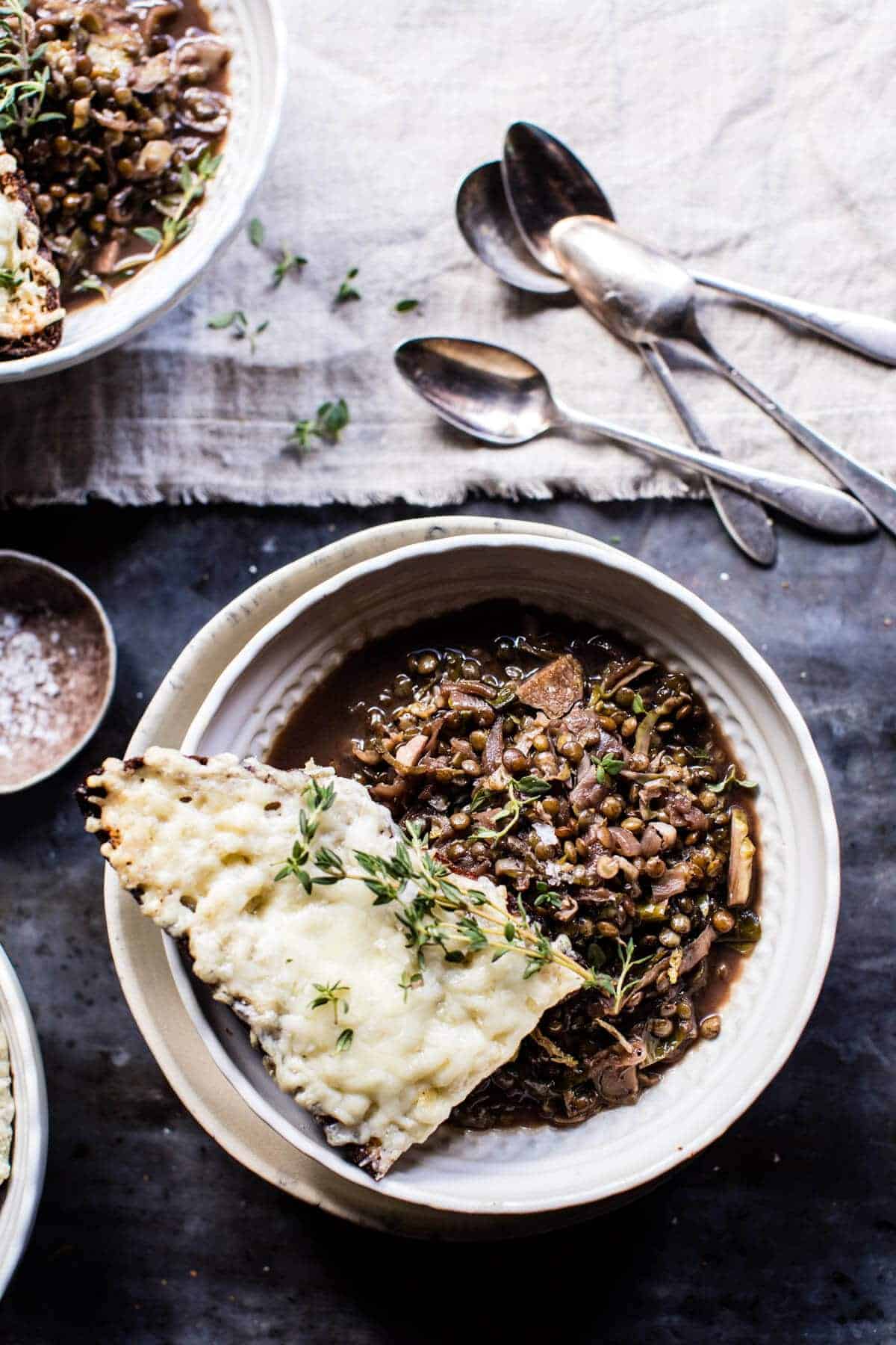 Caramelized Onion French Lentils and Cheesy Toast | halfbakedharvest.com @hbharvest