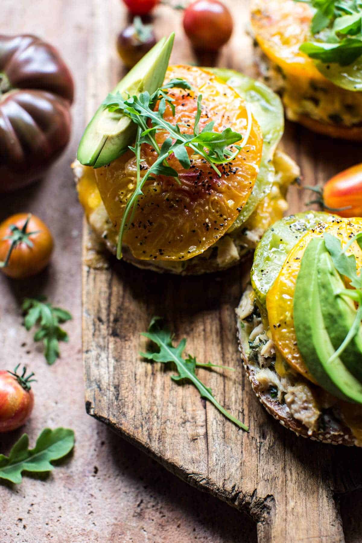 Cheesy Avocado Bagel Tuna Melts | halfbakedharvest.com @hbharvest