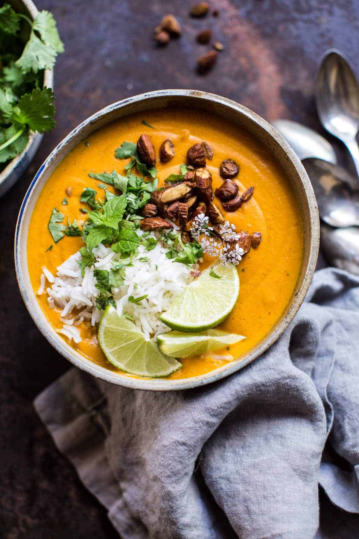 Creamy Thai Carrot Sweet Potato Soup | halfbakedharvest.com @hbharvest