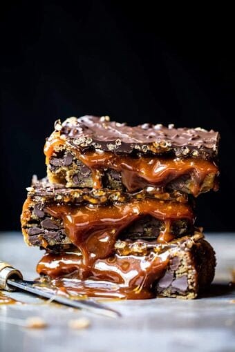 Mocha Caramel Crunch Chocolate Chip Cookie Bars | halfbakedharvest.com @hbharvest