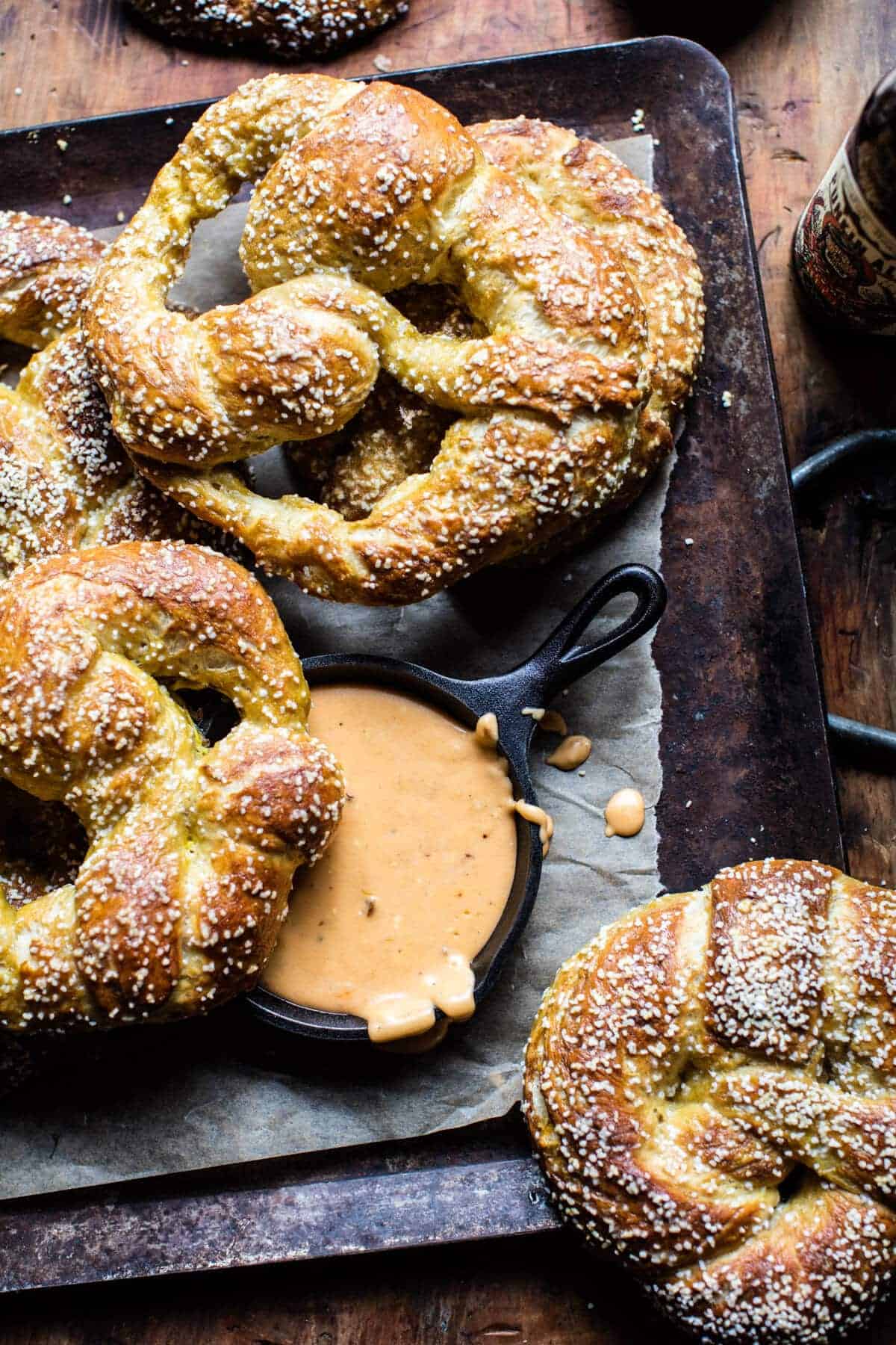 Pumpkin Beer Pretzels with Chipotle Queso | halfbakedharvest.com @hbharvest