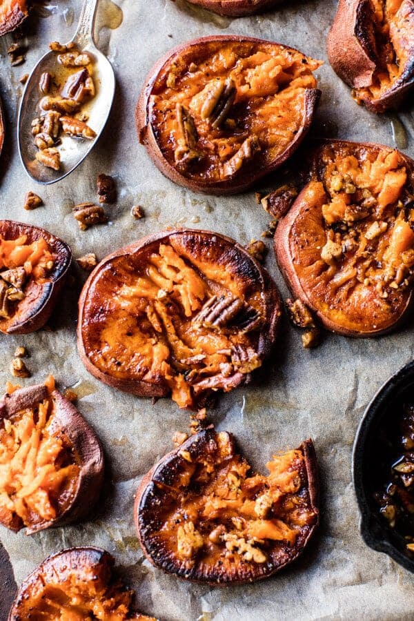 Crispy Roasted Sweet Potatoes with Bourbon Maple Butter | halfbakedharvest.com @hbharvest