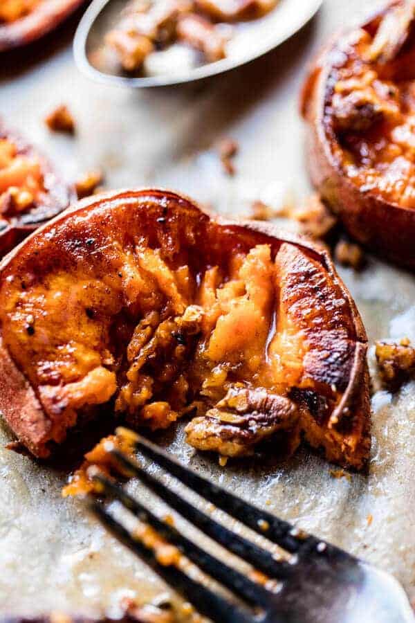 Crispy Roasted Sweet Potatoes with Bourbon Maple Butter | halfbakedharvest.com @hbharvest