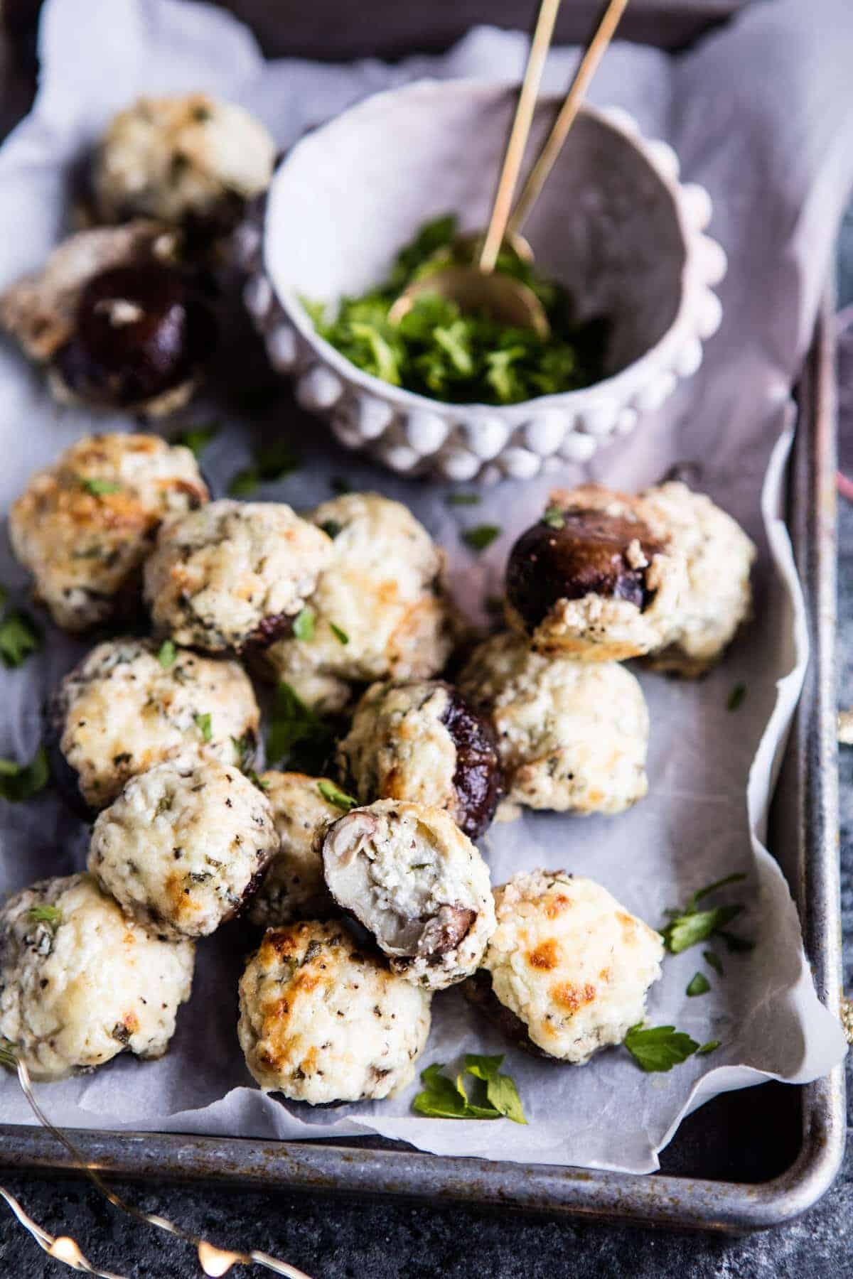 Herbed Goat Cheese Stuffed Mushrooms | halfbakedharvest.com @hbharvest.com
