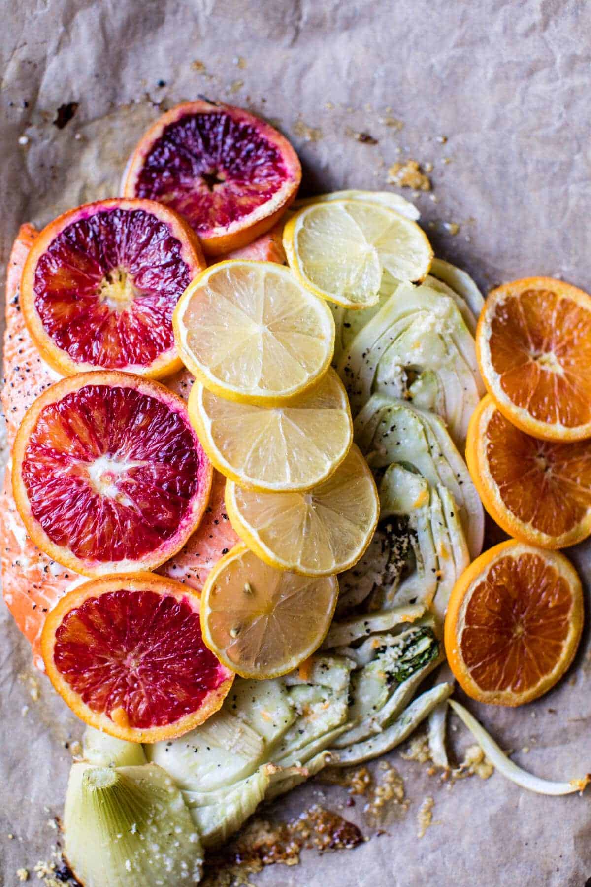 Slow Roasted Citrus Salmon with Fennel and Parmesan | halfbakedharvest.com @hbharvest