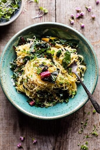 Spaghetti Squash Aglio E Olio with Rainbow Chard | halfbakedharvest.com @hbharvest